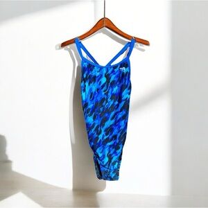 🌻TYR Women's Blue Draco Cutoutfit One Piece Swimsuit Size 32 | EXCELLENT Cond.